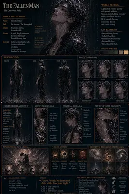 『Venus Flytrap』に登場する男性キャラクター『The Fallen Man』の設定シート