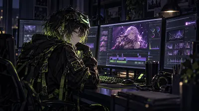 Carmillaの映像を編集するVaniが、一件だけ残った小さな反応に手を止めるV2.5挿絵