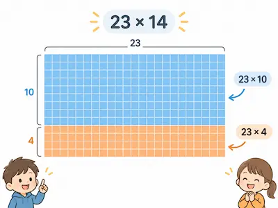 23×14を23×10と23×4に分けるタイルの図